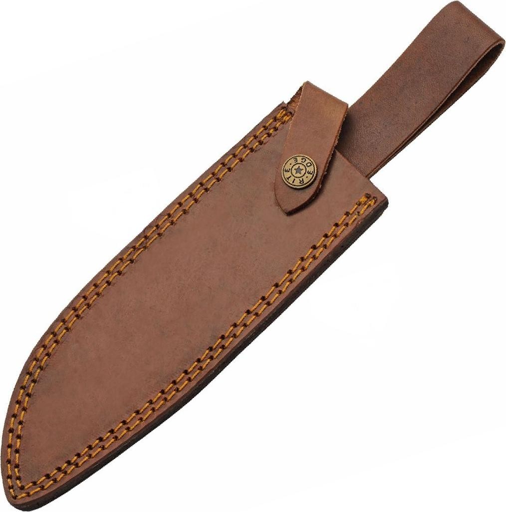 Bowie Hunting Knife | 7.25in Blade Blue Bone Handle Skinner + Leather Sheath
