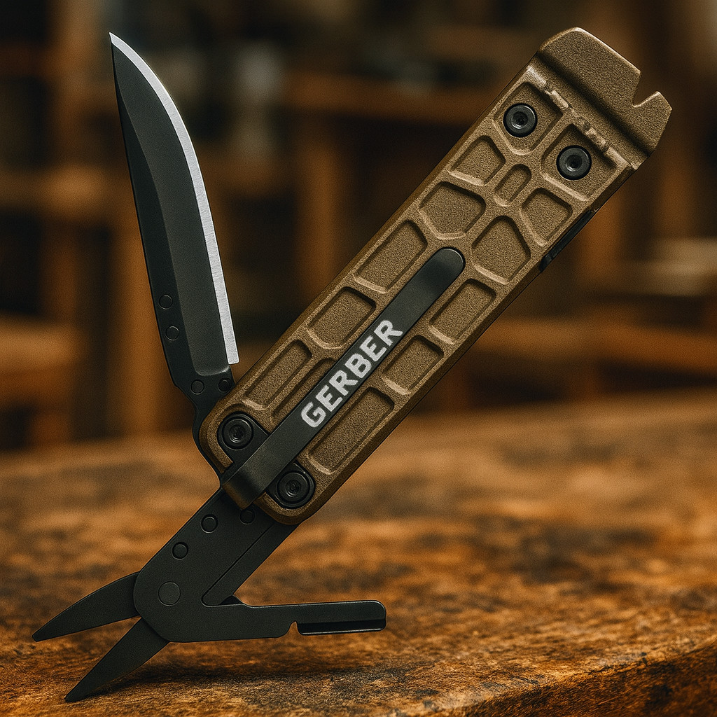 Gerber Lockdown Slim Multi-Tool Bronze 2.5″ Blade Scissors Pry Bar Bottle Opener