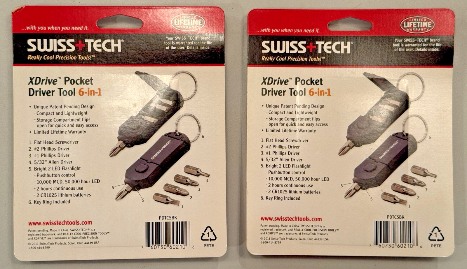 2 NEW SWISS TECH X-DRIVE 7-in-1 COMPACT DRIVER TOOL PHILLIPS & FLAT SCREWDRIVERS