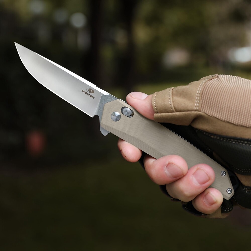 Mossy Oak Folding Pocket Knife EDC 3.5-Inch D2 Steel Drop Point Blade G10 Handle