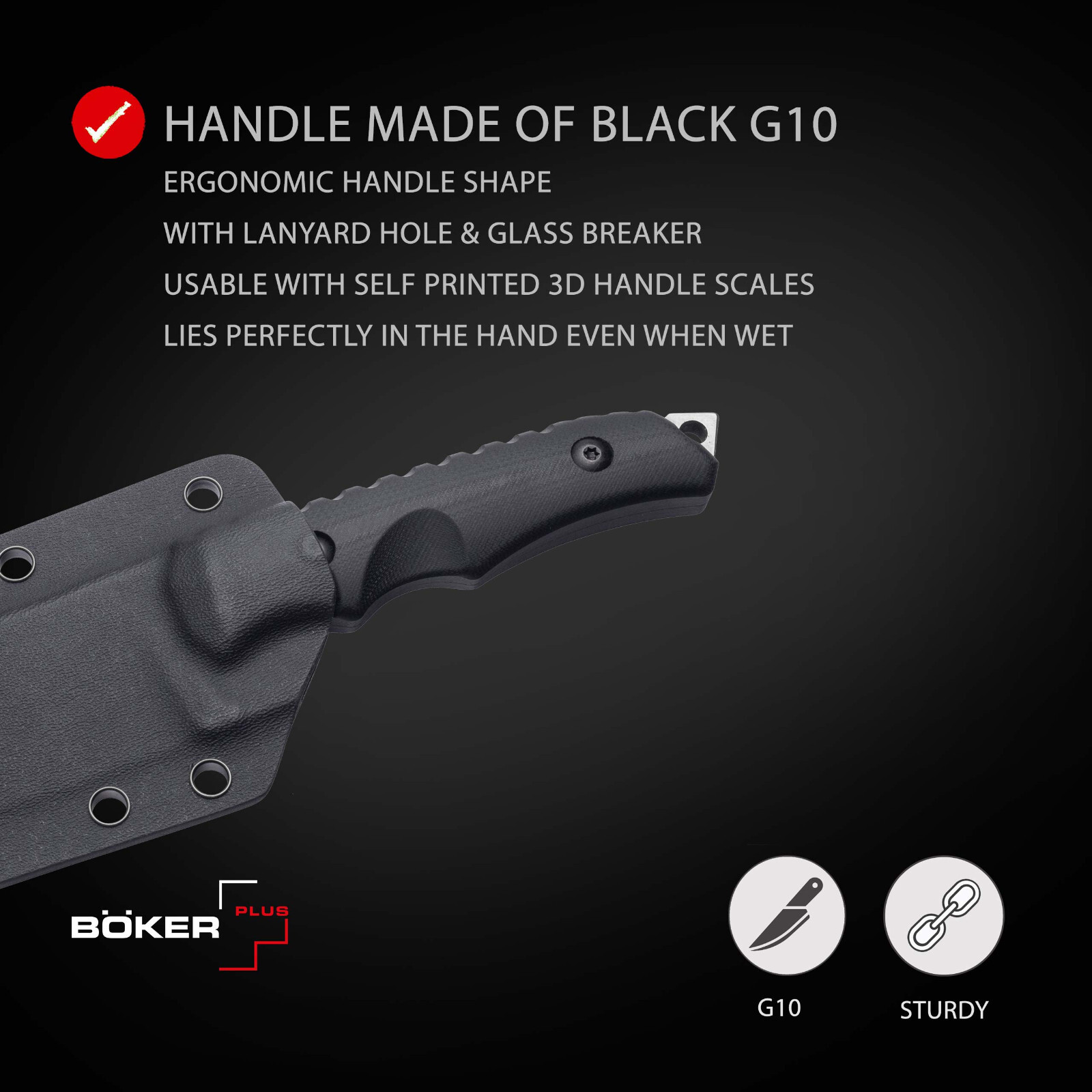 Boker Plus Hermod 2.0 Fixed Knife 4.17″ D2 Blade G10 Handle Full Tang ✔️ 02BO053