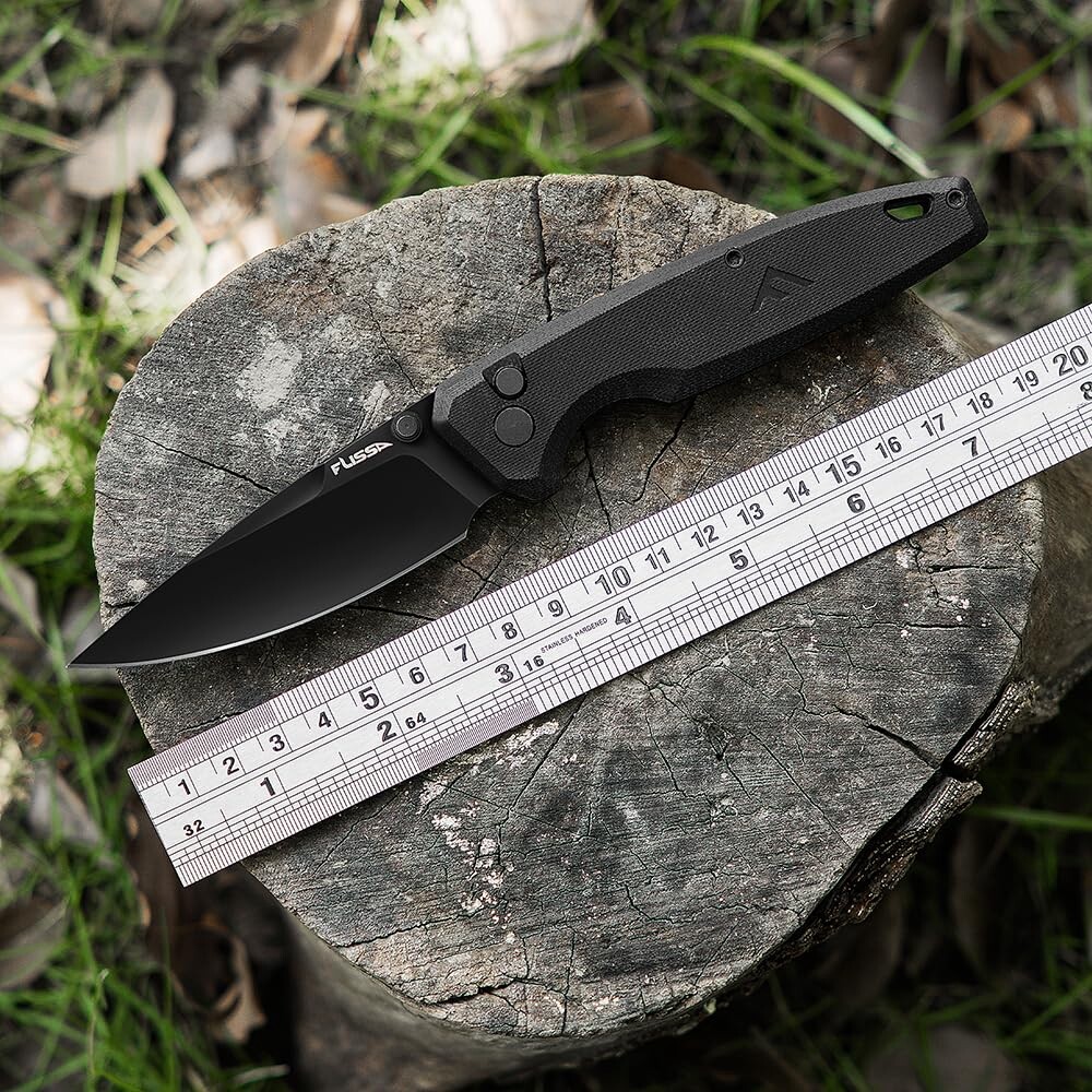 FLISSA Folding Pocket Knife 3.3-inch D2 Blade G10 Handle Knife with Button Lock