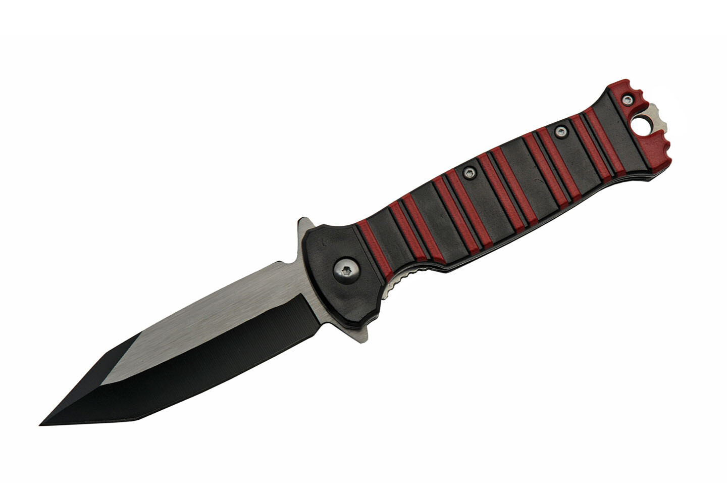 Spring-Assist Folding Knife | 3.5″ Tanto Blade Black Red Combat Tactical EDC