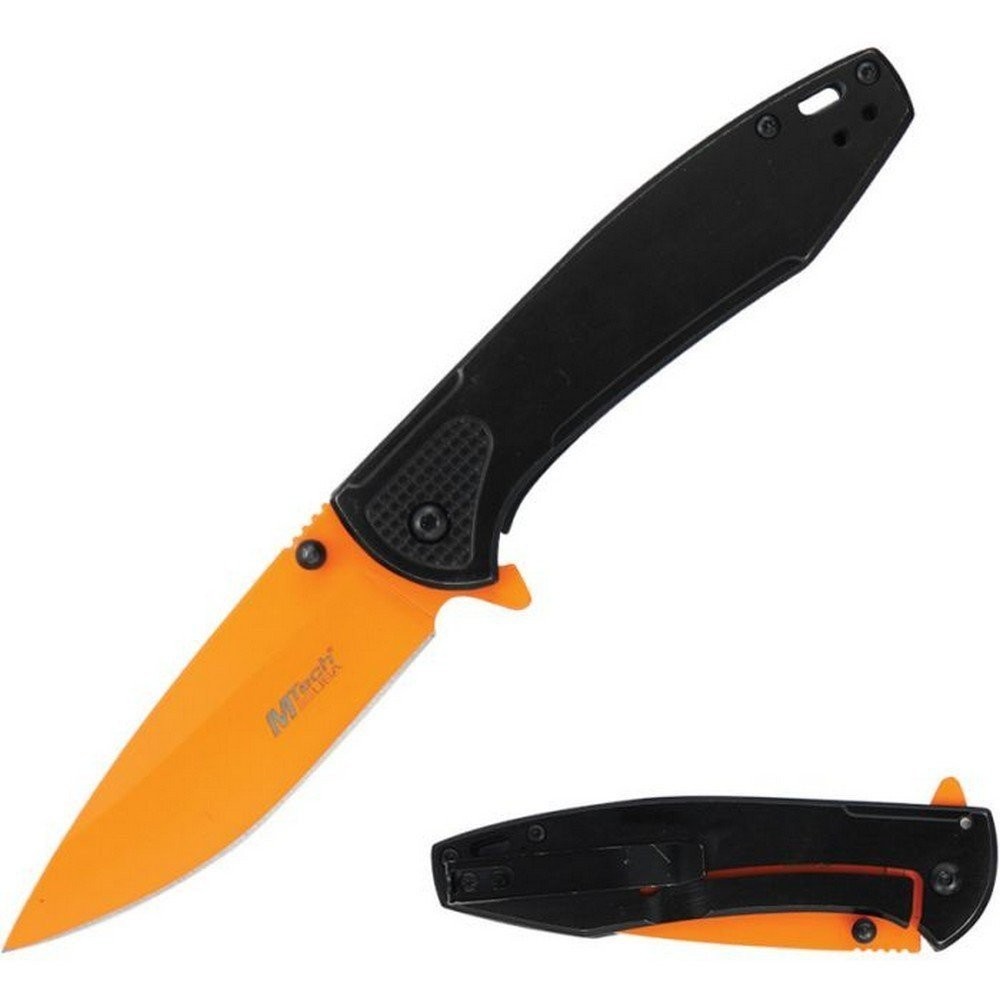MTech Folding Knife 3Cr13MoV Steel Blade Orange Stainless Handle – MT-A2024OR