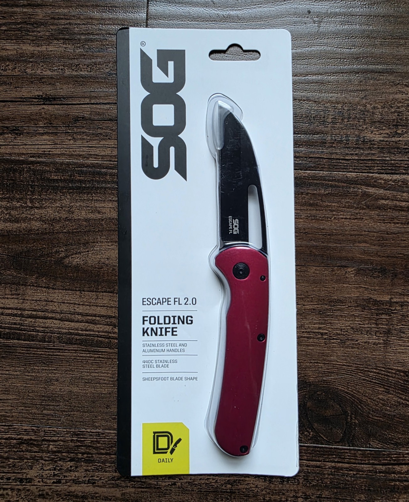 SOG Escape FL 2.0 (GEN 2) Folding Knife 3″ Straight Edge Red/Black – 14-52-03-57