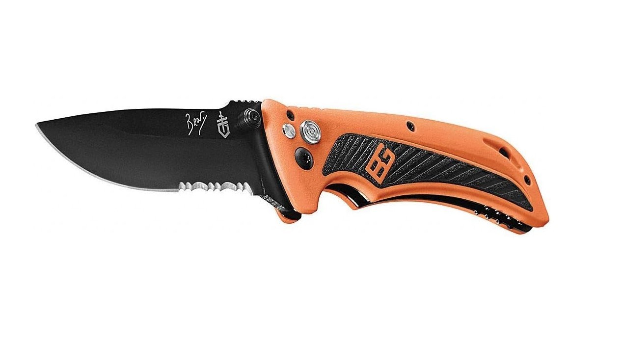 GERBER SURVIVAL UTILITY KNIFE BEAR GRYLLS Folding Knife, Drop Point, 3In, Orange