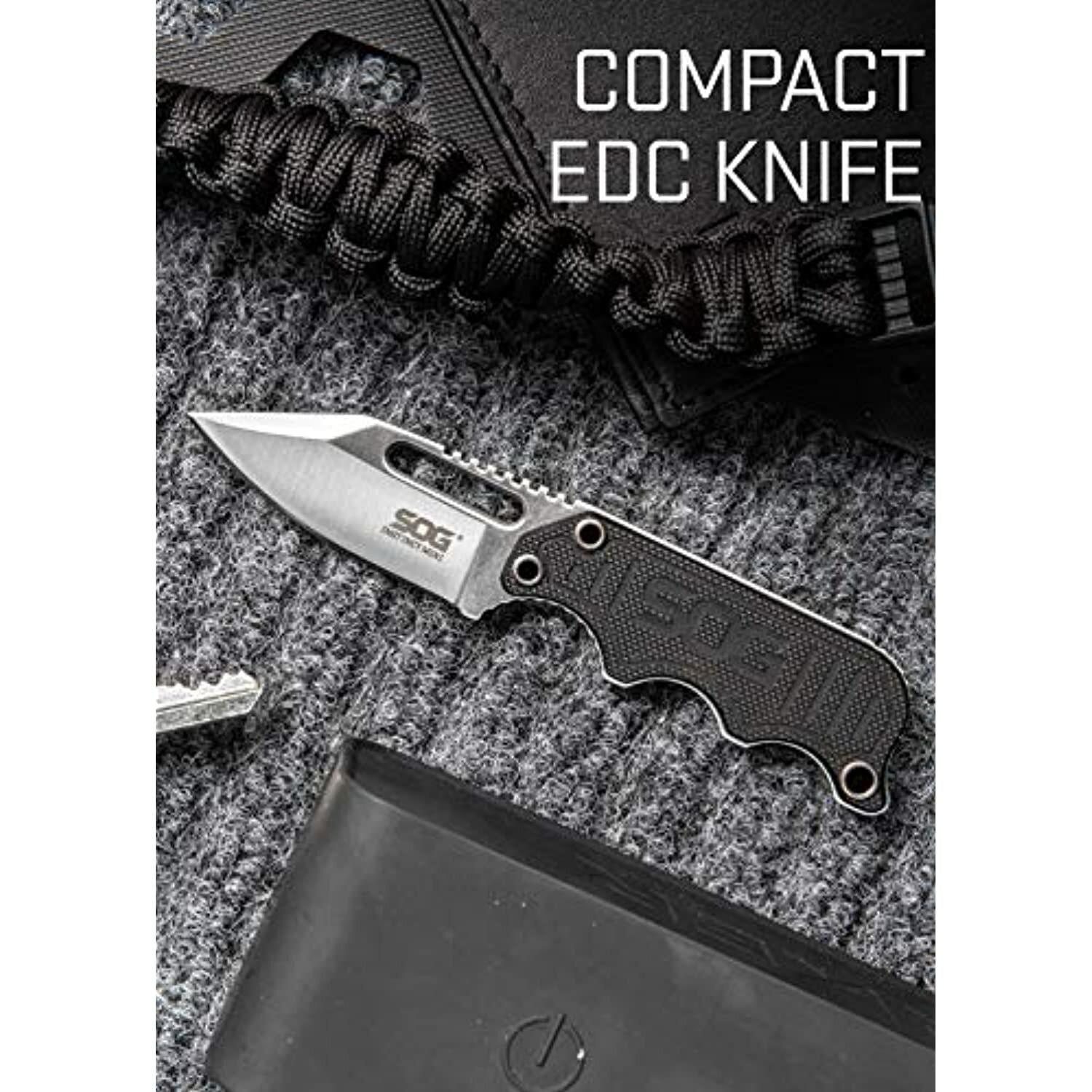 SOG Instinct Mini Small Fixed Blade Knife- 1.9 Inch Full Tang Adjustable Clip