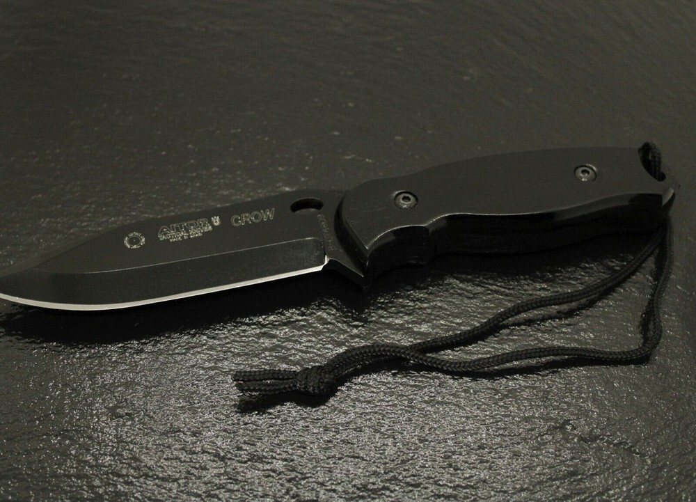 Aitor Crow Fixed Knife Stainless Steel Full Tang Blade Black Wood Handle 16129