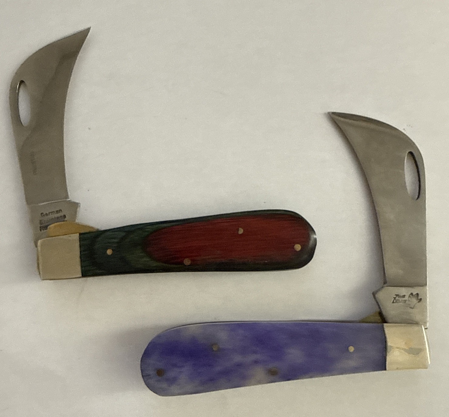 set 2 Frost Cutlery Folding Knife Rostfrei Stainless Steel Hawkbill Blade
