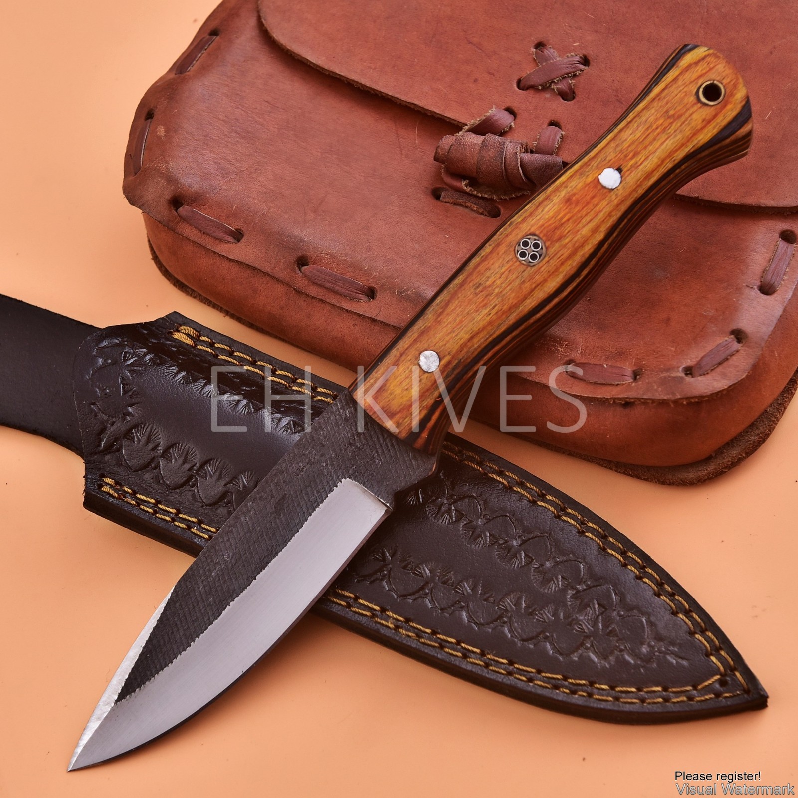 10” Handmade D2 Steel Hunting/Camping Sharp Skinner EDC Knife with Sheath