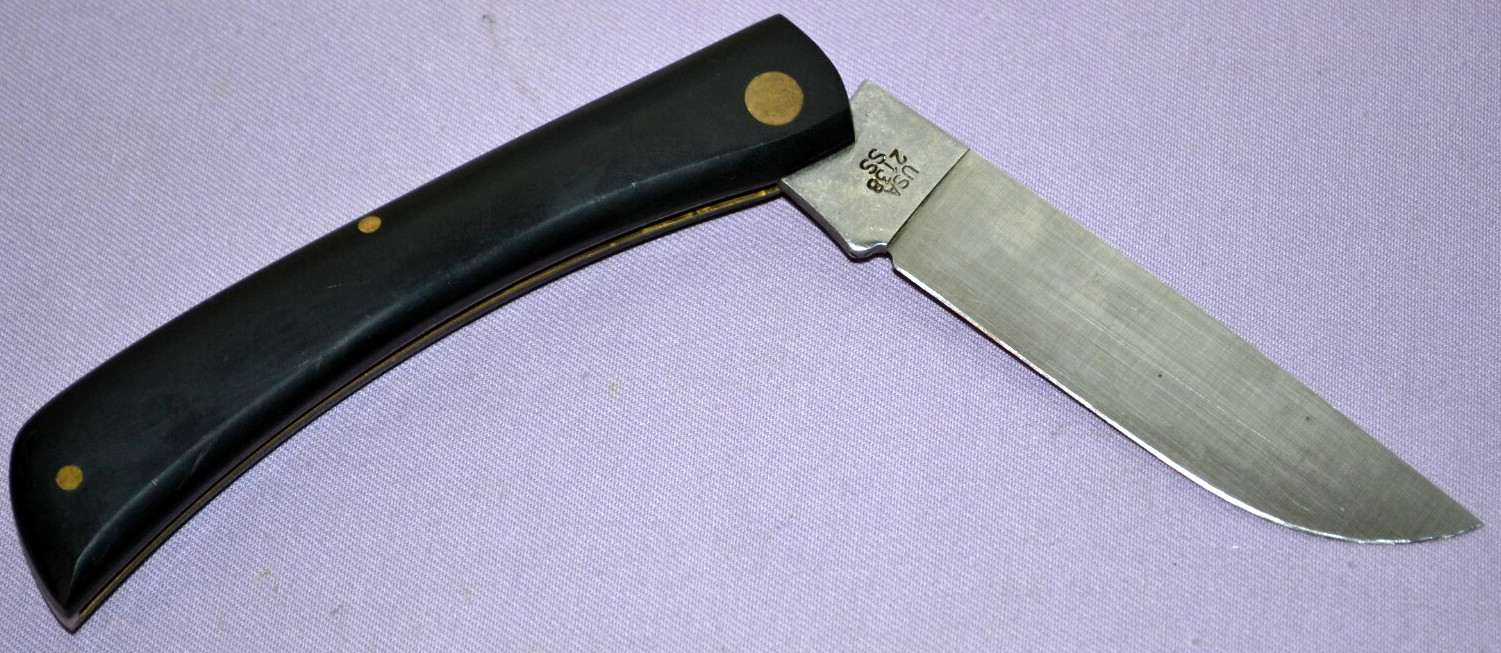 Case XX 2138 Sod Buster Stainless Steel Flat Blade Black Handle Folding Knife US