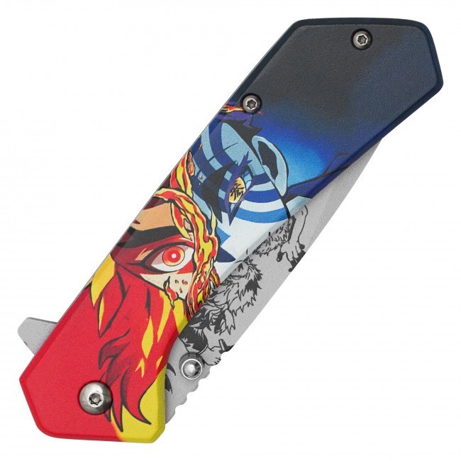 7.75” Demon Slayer Kimetsu no Yaiba Rengoku vs Akaza 3-D Printed Graphic Knife