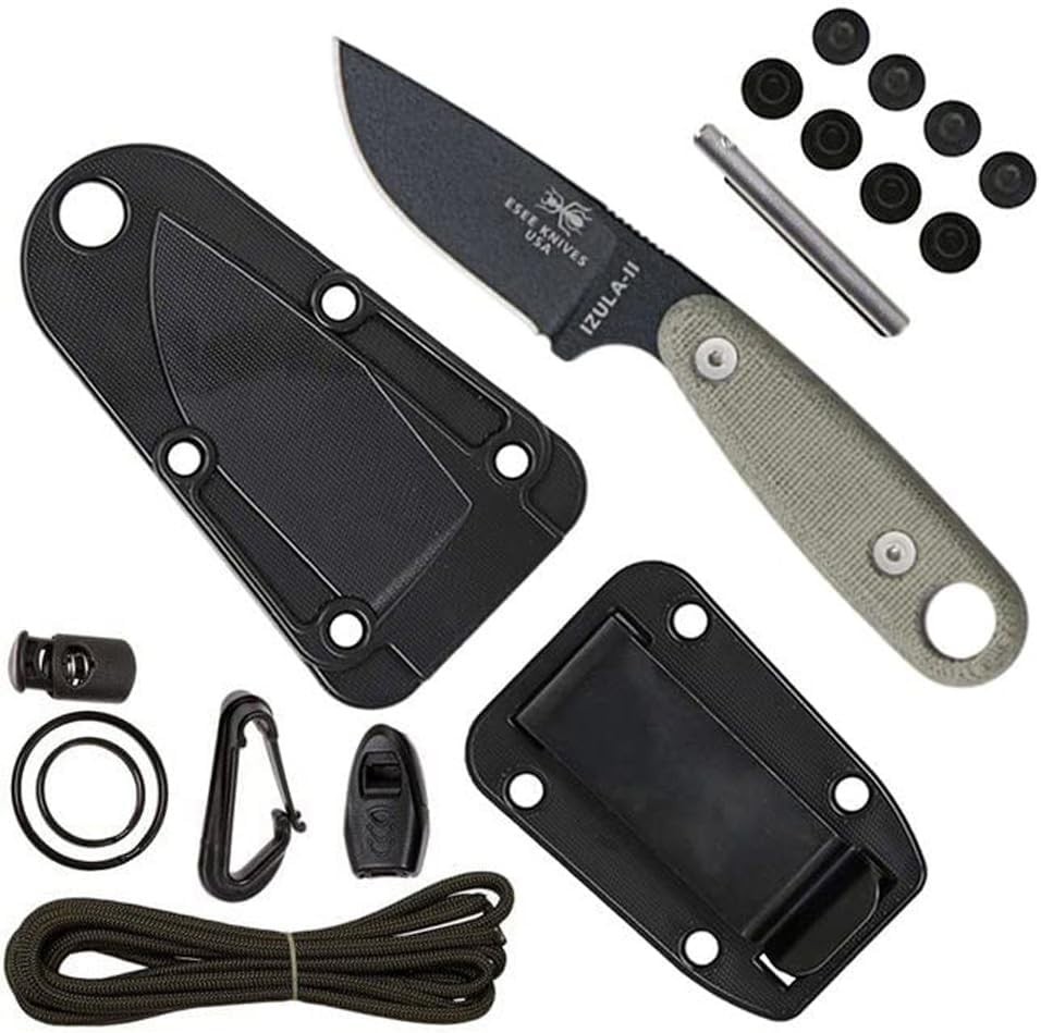 ESEE Izula-II Survival Kit: Black 1095 Blade w/ Micarta Handle