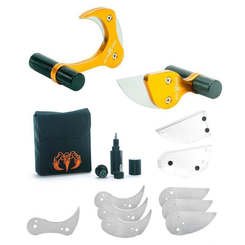 Raptorazor Aluminum Anodized Big Game Skinner & MANO Hunting Knife Combo