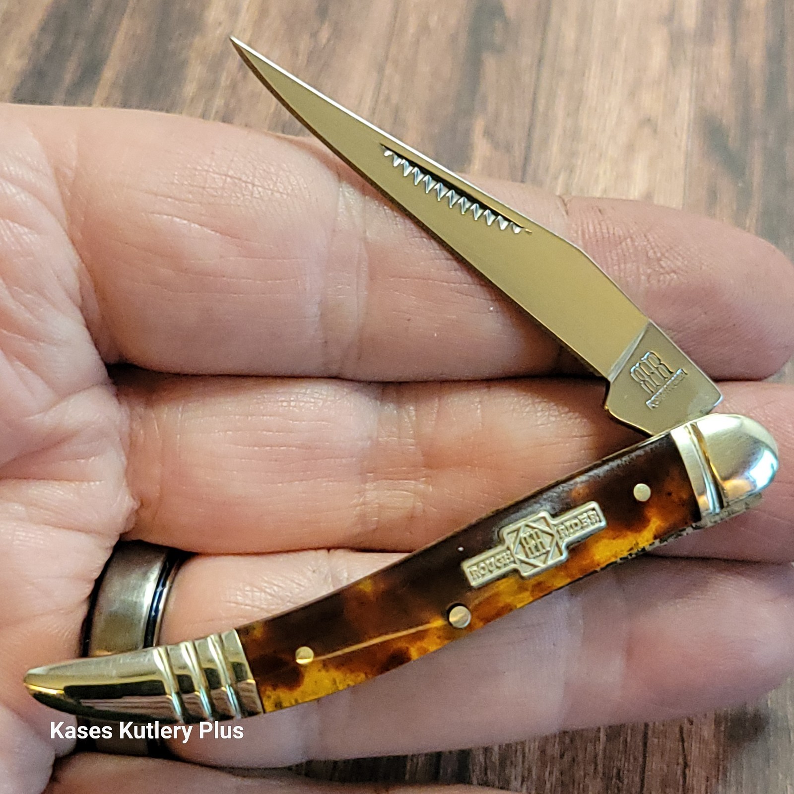 Rough Rider RR505 Texas Toothpick Tortoise Shell Handles Folding Pocket Knife