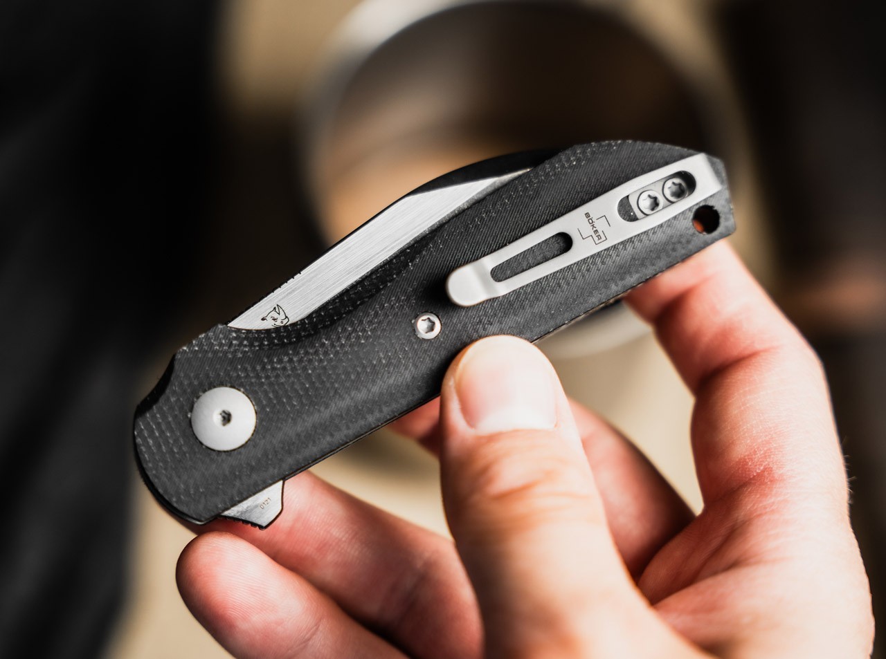 BOKER PLUS Corvus Folding Knife Nitro-V Blade Micarta Handle Clip Black 01BP0071
