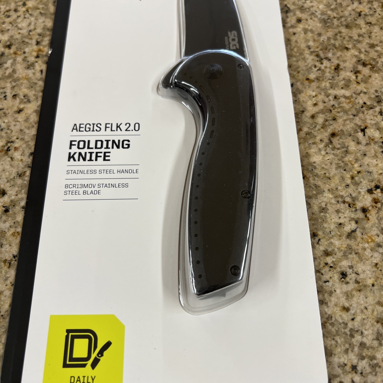 SOG Aegis FLK 2.0 Folding Knife 3.25″ Plain Black PVD Drop Point 14-41-05-43 NEW