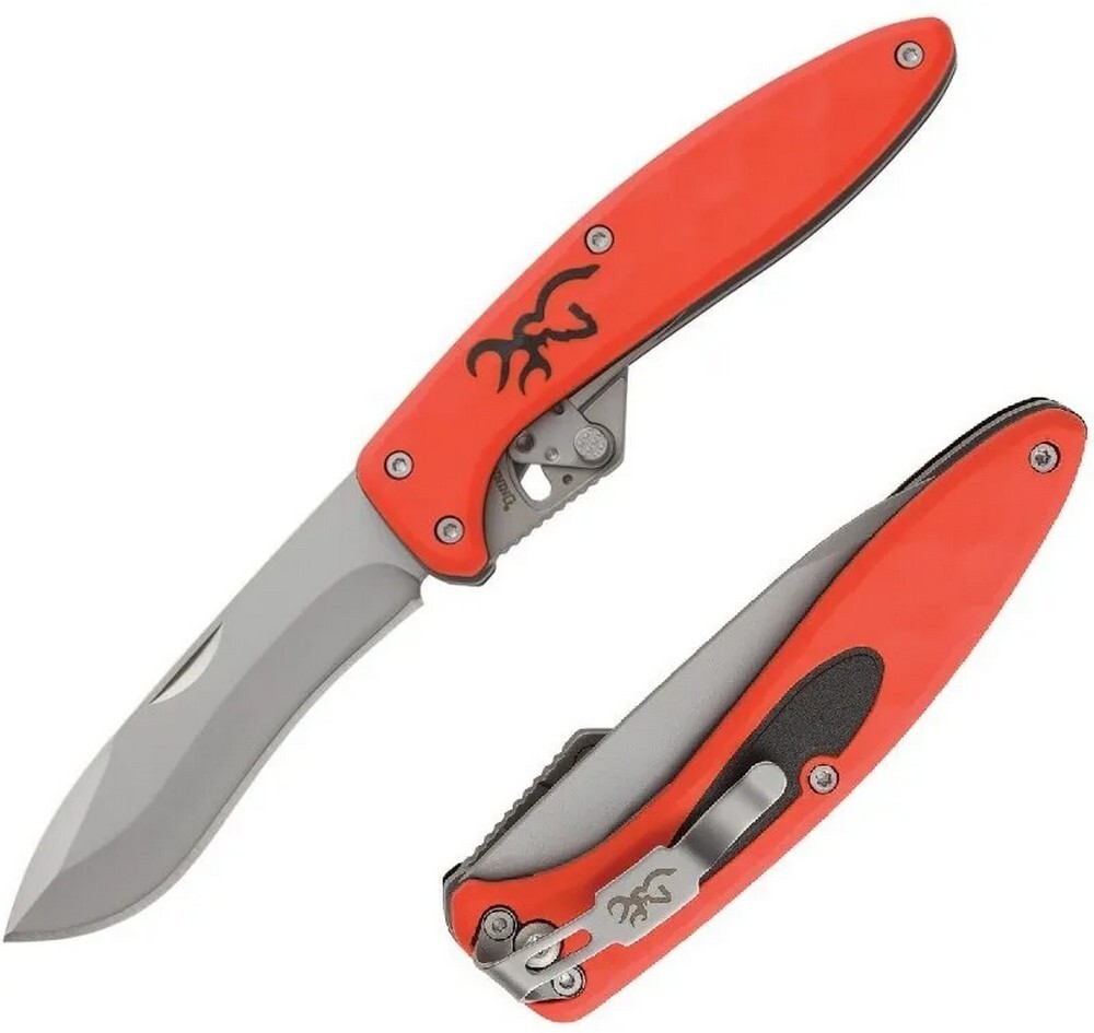Browning Primal Scalpel Pocket Knife Steel Blades Orange Polymer Handle 3220462B