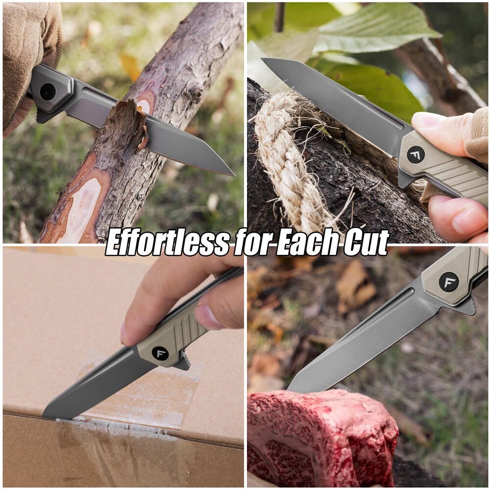 FLISSA Tactical Folding Knife Pocket Knife D2 Steel Blade G10 Handle Pocket Clip