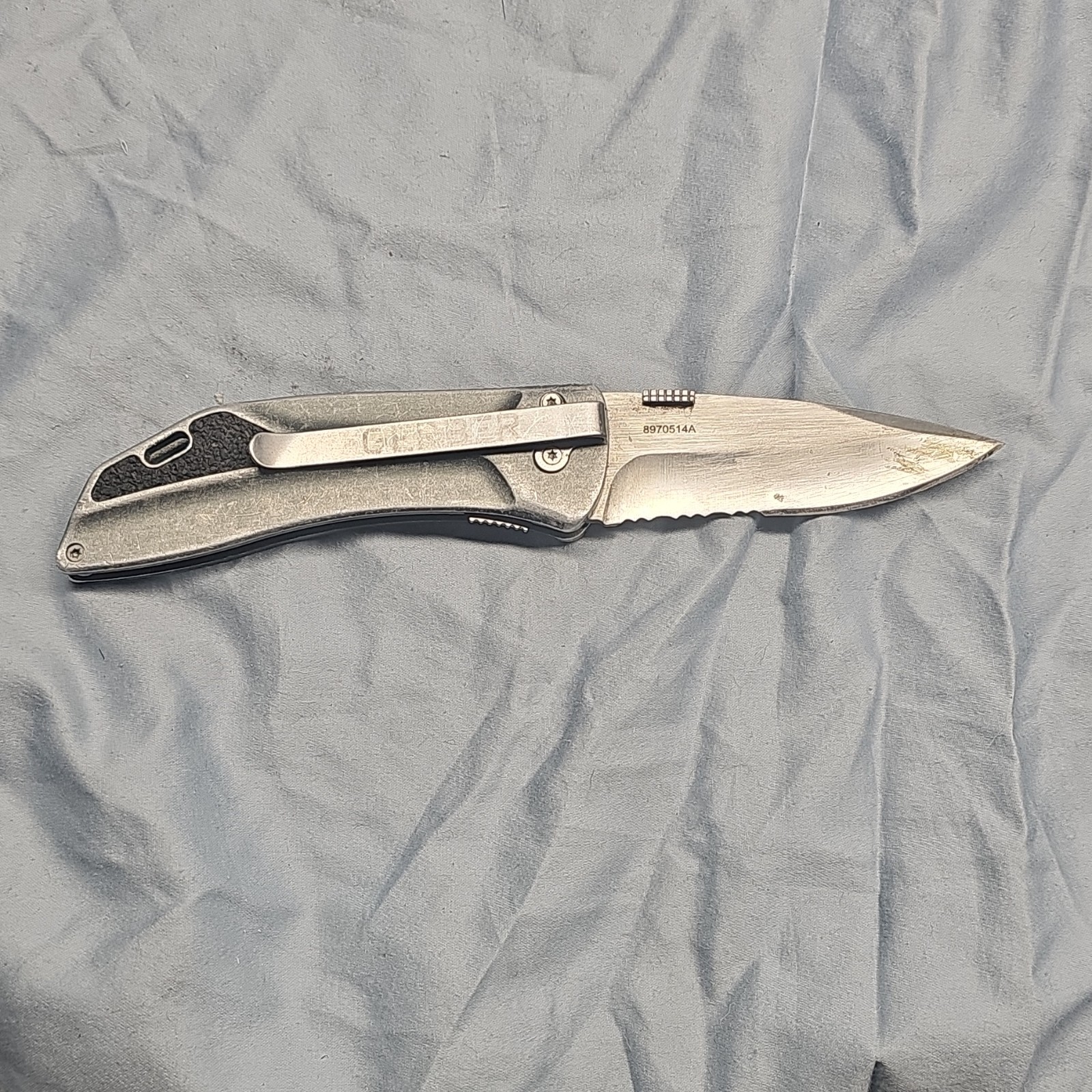 Gerber Stainless Steel Partially Serrated Folding Pocket Knife Metal Handle