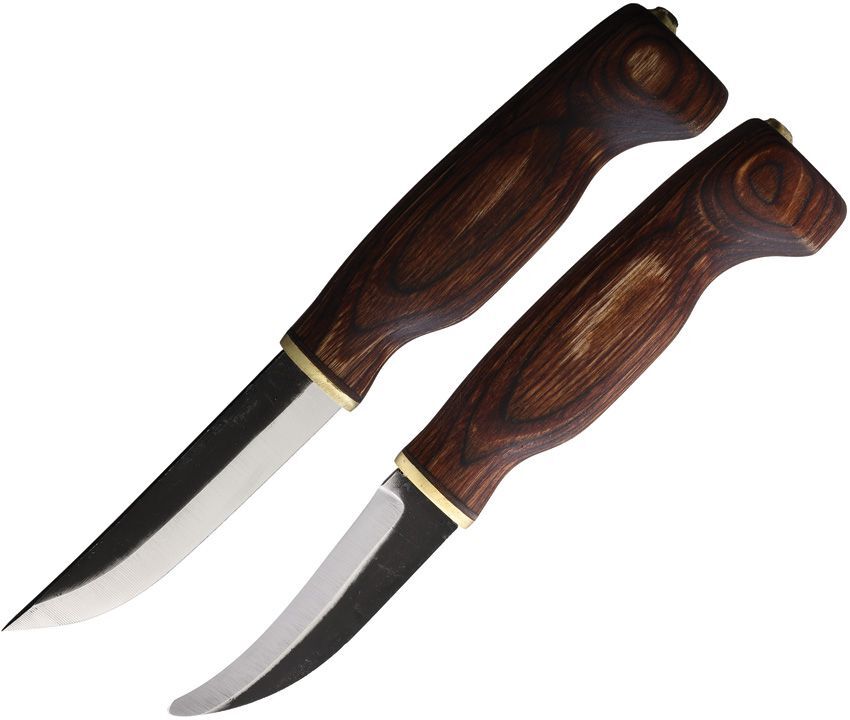 Wood Jewel Fixed Knifes Set Carbon Steel Sharpened Blade Brown Plywood – 23AVKR