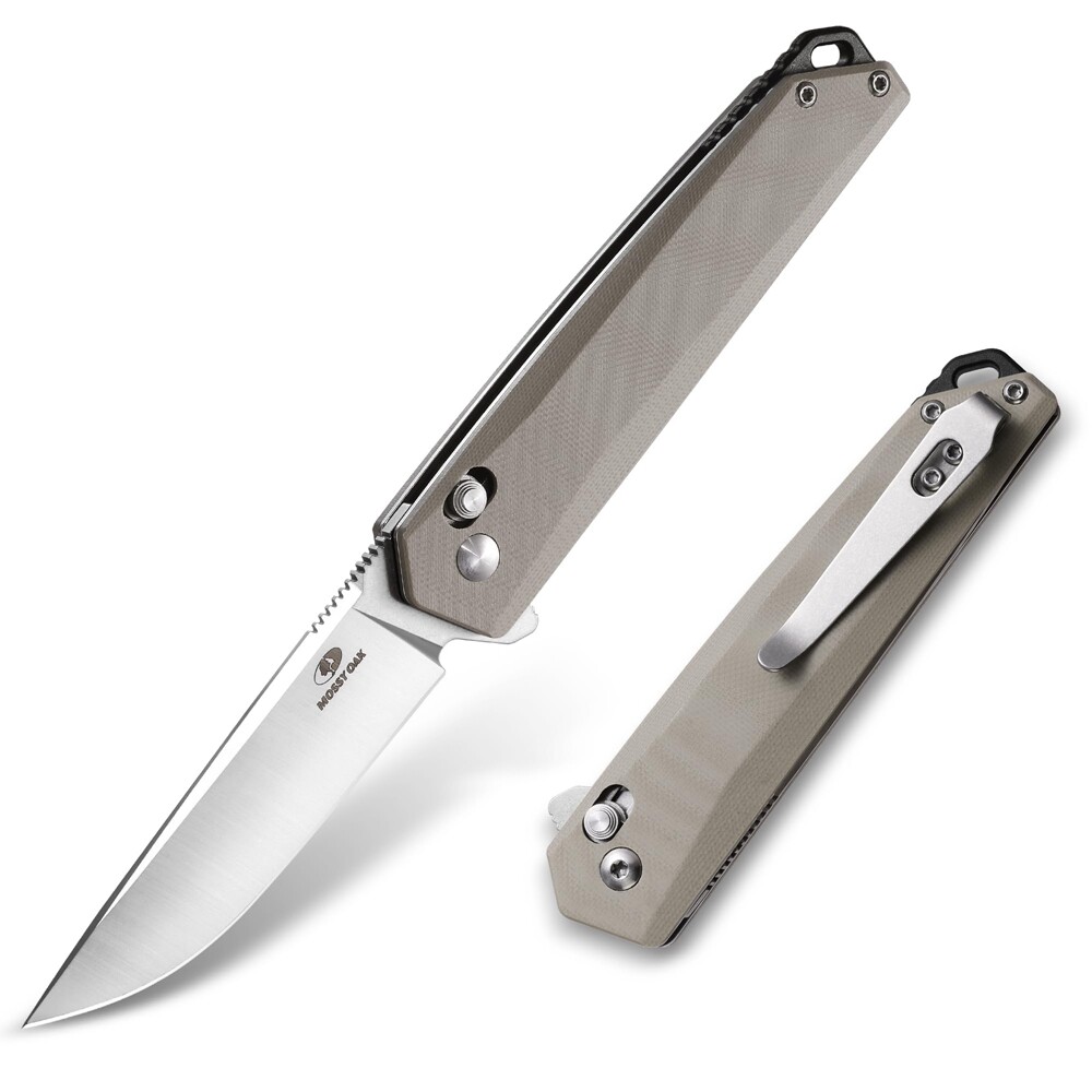 Mossy Oak Folding Pocket Knife EDC 3.5-Inch D2 Steel Drop Point Blade G10 Handle
