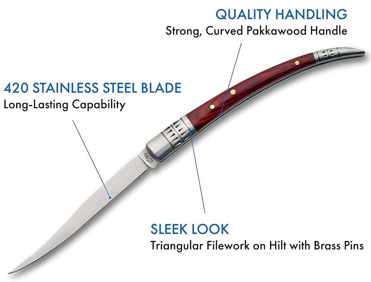 FOLDING POCKET KNIFE | 4″ Spanish Fruit Knife Stainless Steel Blade Wood Handle