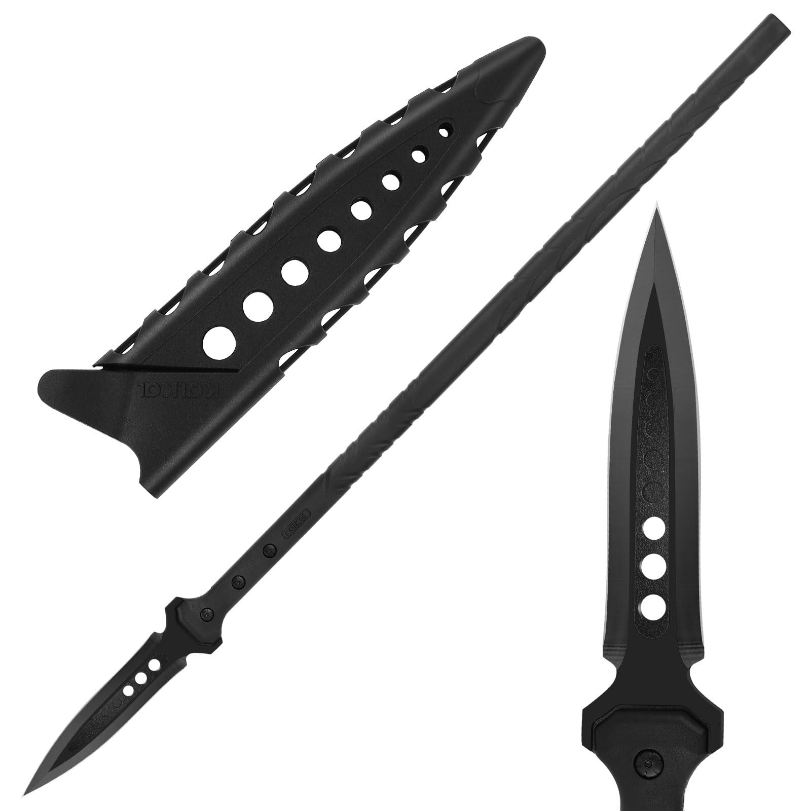 Hunting Spear, 2Cr13 Double Edged Stainless Steel Survival Black