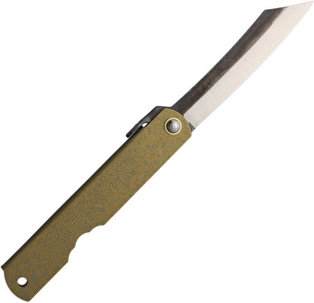 Higonokami Bronze Iron Blue Paper Steel Knife Pocket – NO.-C-1-BLACK-FINISH