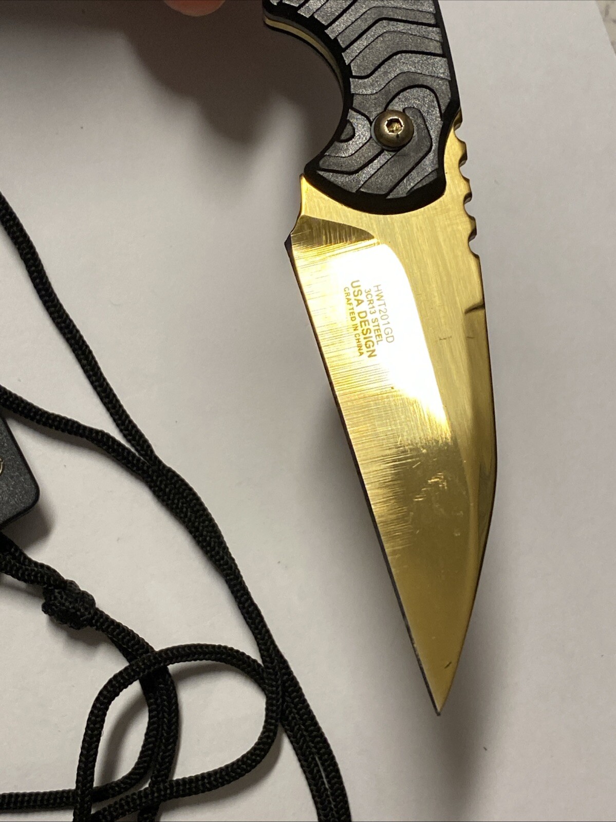 WarTech HWT201GD 3CR13 Steel Gold Color Knife With Case / Sheath