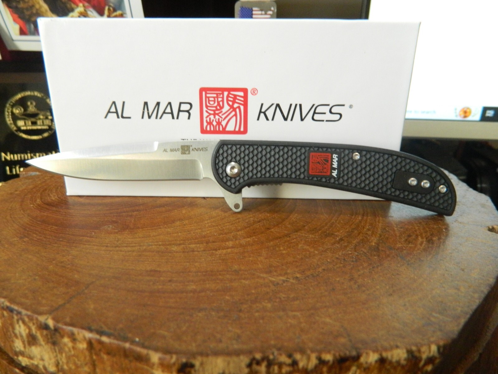 AL MAR KNIVES 2.75″ ULTRALIGHT HAWK POCKET KNIFE BLACK FRN HANDLE 8Cr13 AMK4122