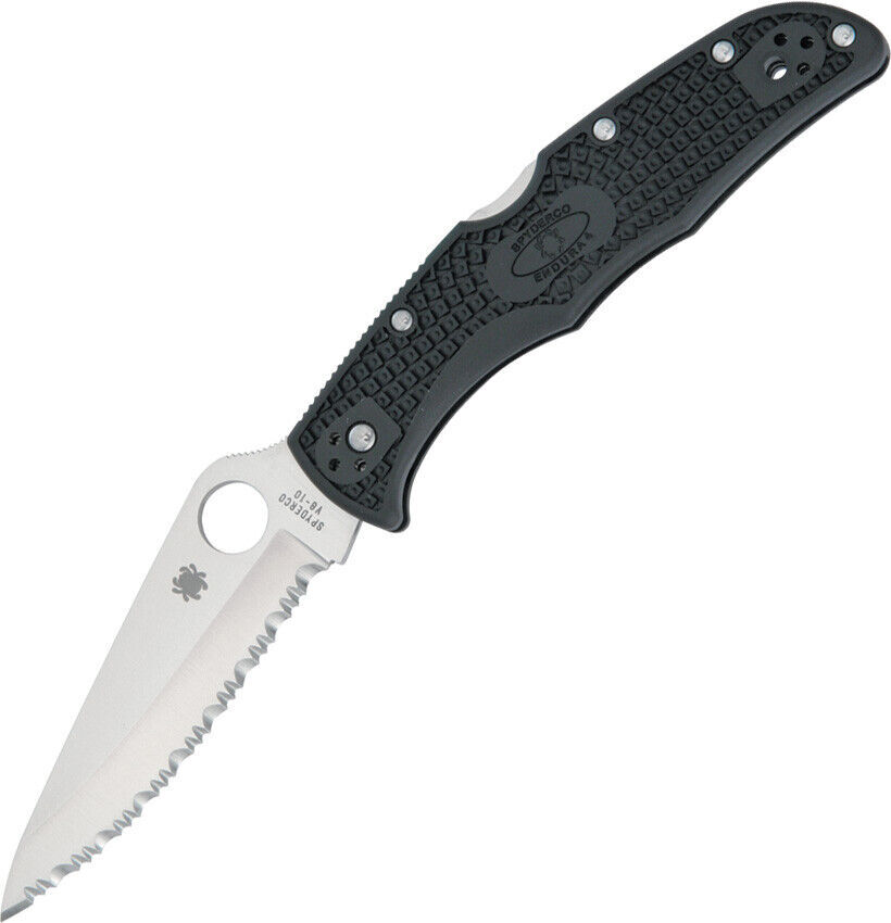 Spyderco Endura 4 Folding Knife VG10 Steel Serrated Blade Black FRN Handle 80583