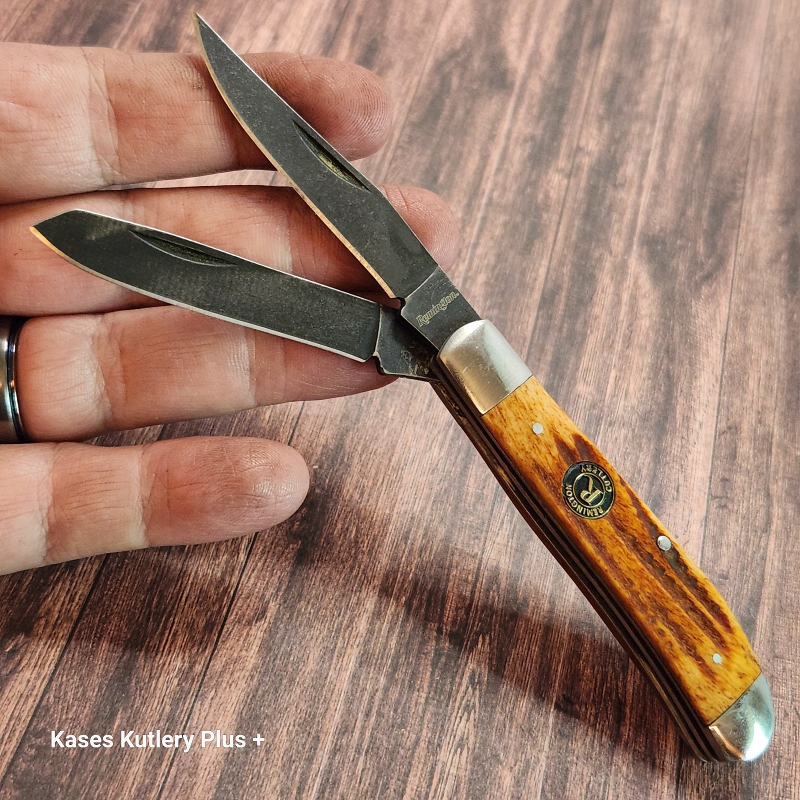 Remington Backwoods Trapper 3.5″ Closed Bone Handles Folding Pocket Knife
