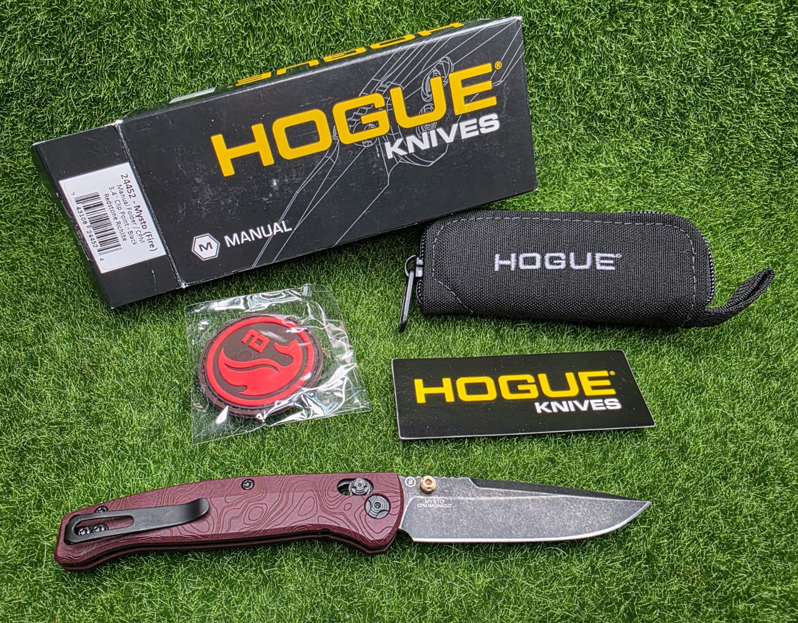 Hogue Mysto ABLE Lock Manual Folder Knife (Fire) Richlite 3.4″ Tumbled – 24452