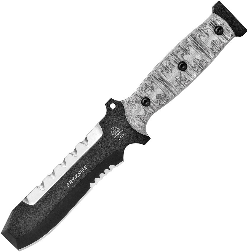 TOPS Pry Knife TPK001 5.75″ Carbon Black Micarta Fixed Blade Knife