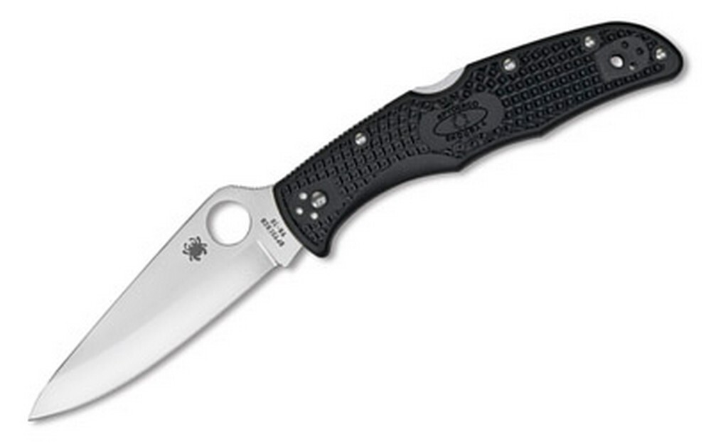 Spyderco Endura Lockback Folding Knife Steel Blade Black FRN Handle – C10FPBK