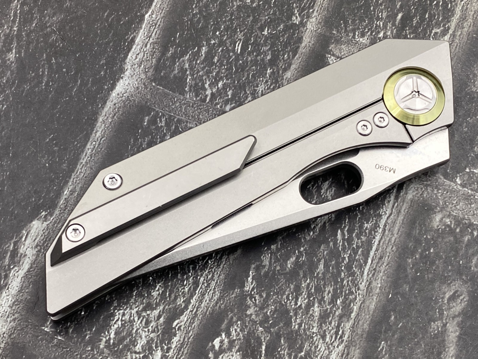 TwoSun TS300-M390-Gray-SW Folding Knives M390 Blade Titanium Handle Pocket Knife