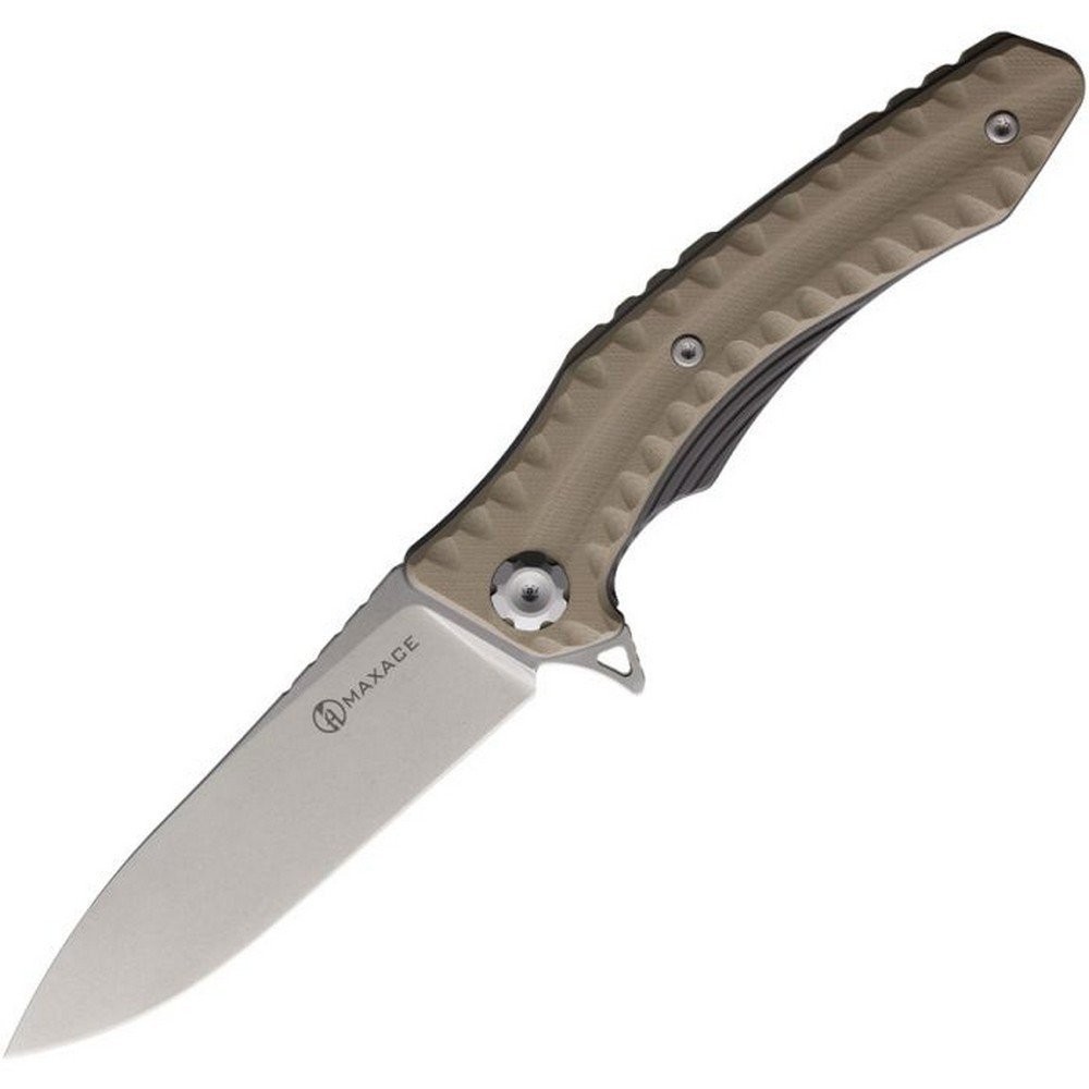 Maxace Zealot 2.0 Linerlock Folding Knife Brown Sculpted G10 Handle – MZ206