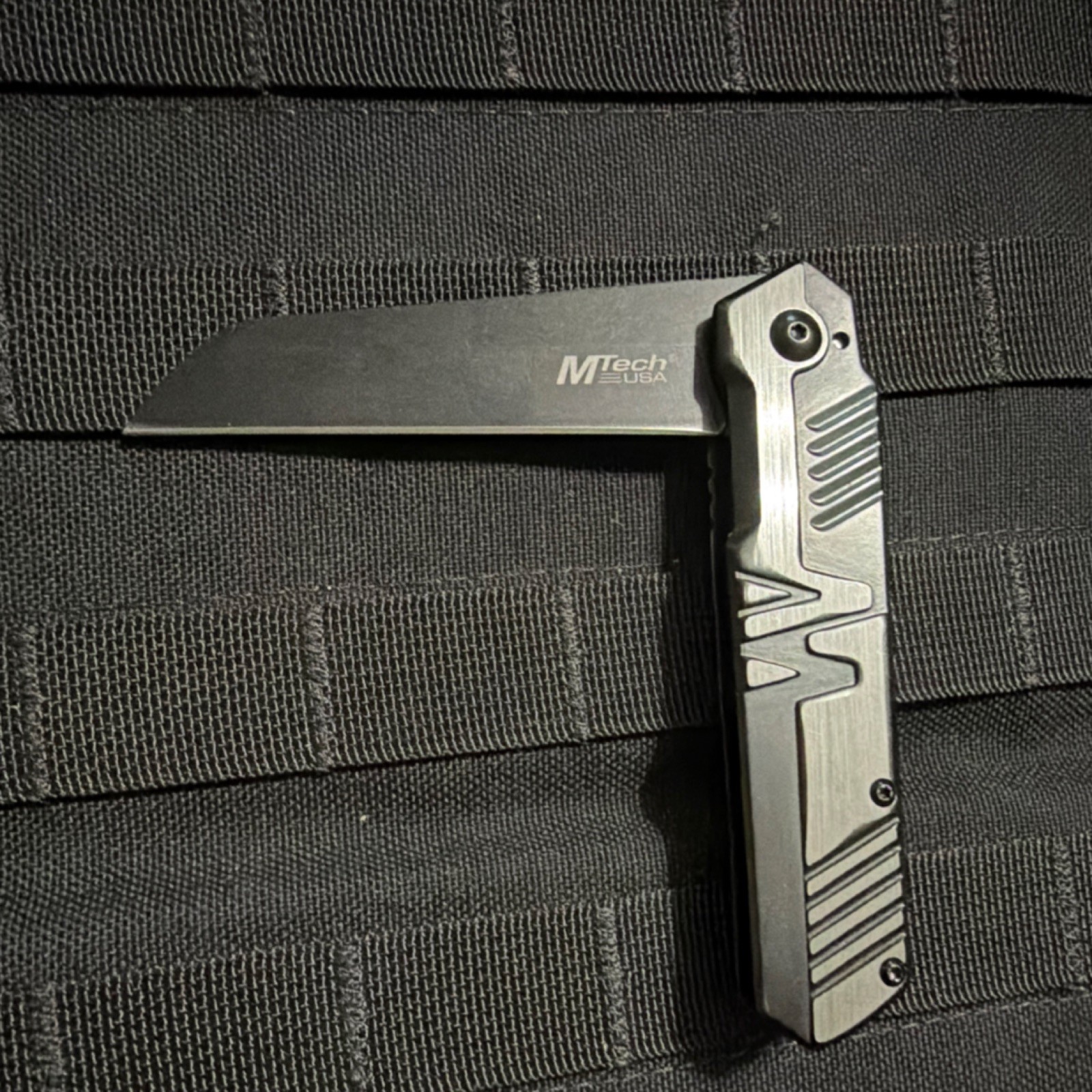 MTech USA Folding Knife Stainless Steel Black Metal Handle Spring Assisted