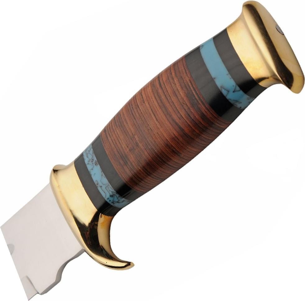Bowie Knife | 10in Stainless Steel Blade Stacked Leather Handle + Sheath