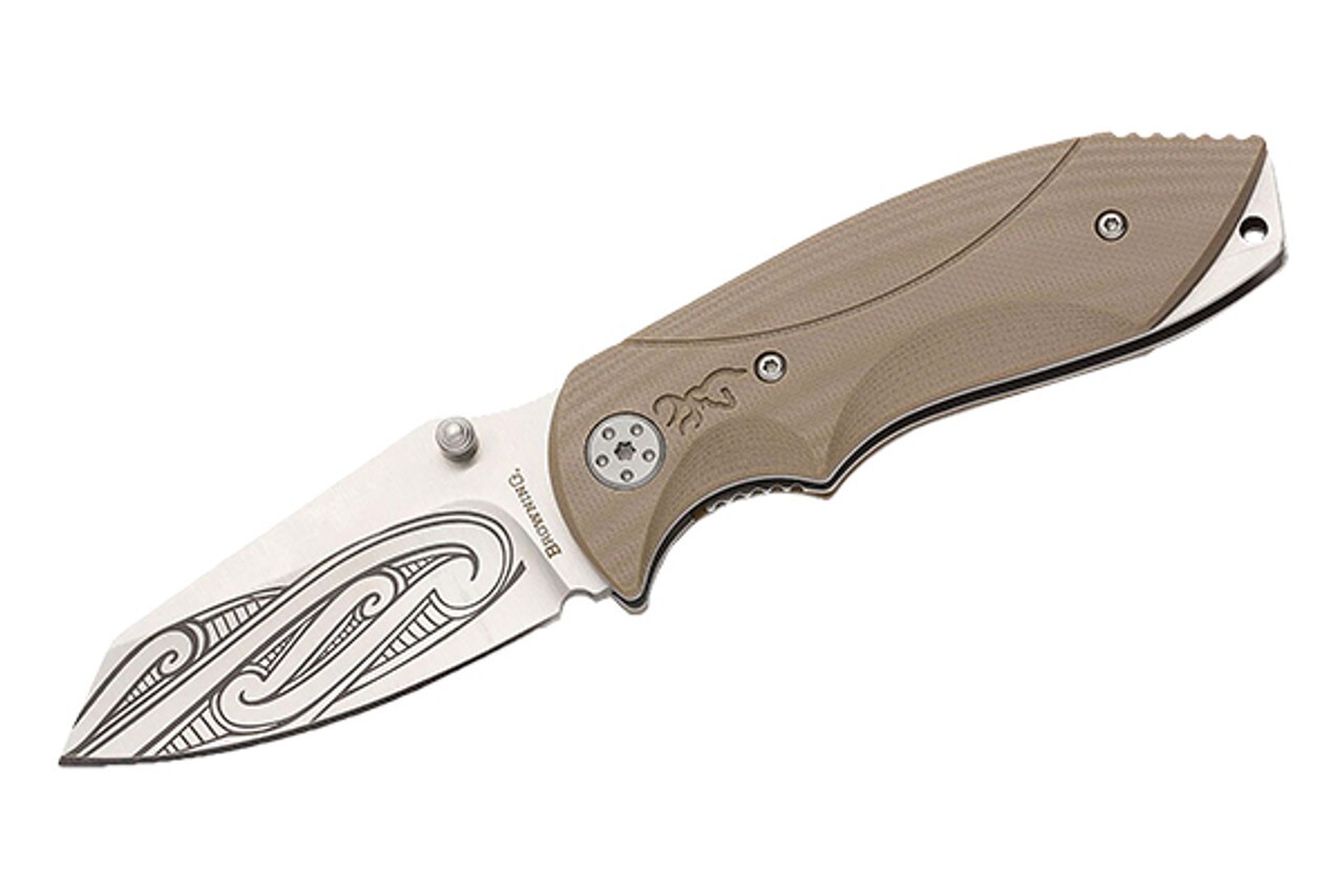 Browning 3200202BL Wihongi Hysteria Tan Linerlock Pocket Folder Folding Knife