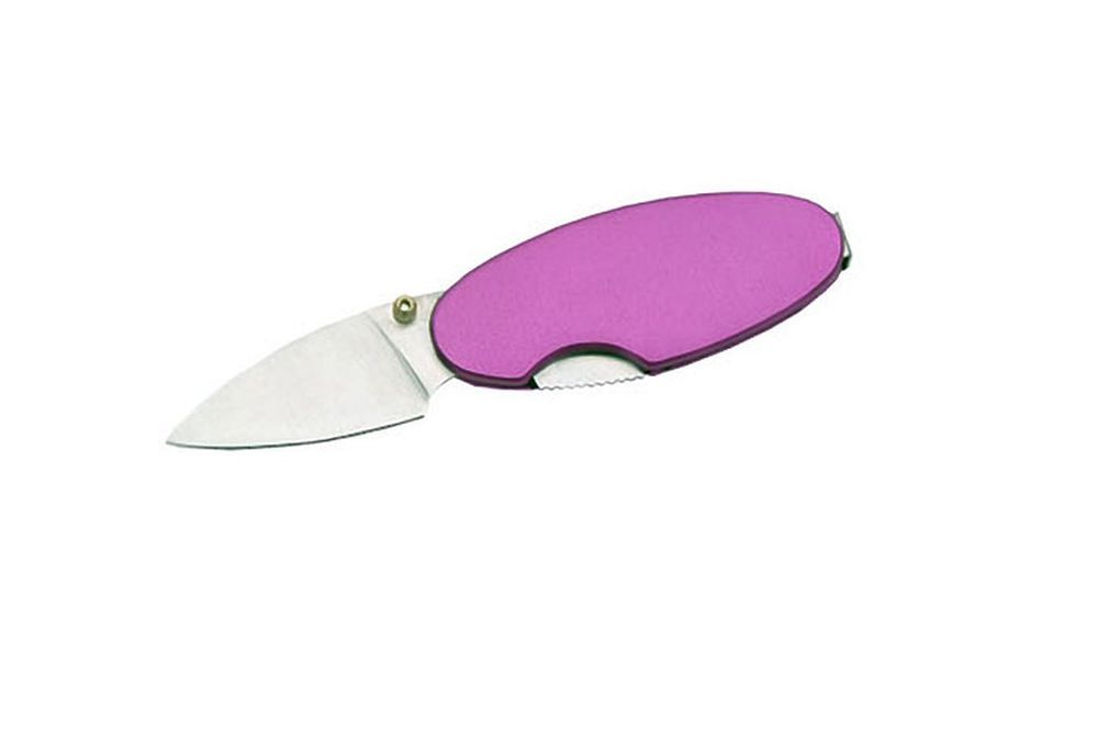 FOLDING POCKET KNIFE | 2.75″ Mini Women’s Pink Magenta Purple Slim Oval Pebble