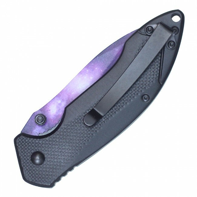 Spring-Assist Folding Knife Wartech Purple Abyss 3.25″ Blade Tactical EDC