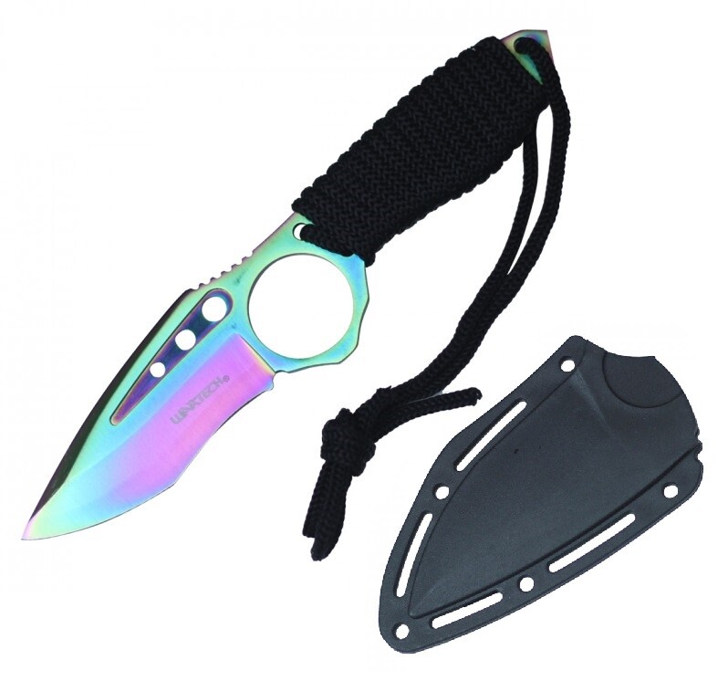 Tactical Knife Wartech 9″ Overall Paracord Full Tang Rainbow Boot Knife + Sheath
