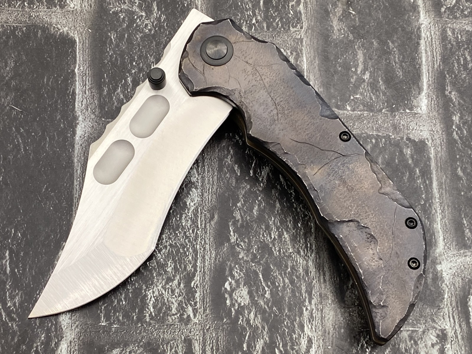 BabyO-M390-Engrave-TI Folding Knife M390 Blade Titanium Handle Pocket Knife