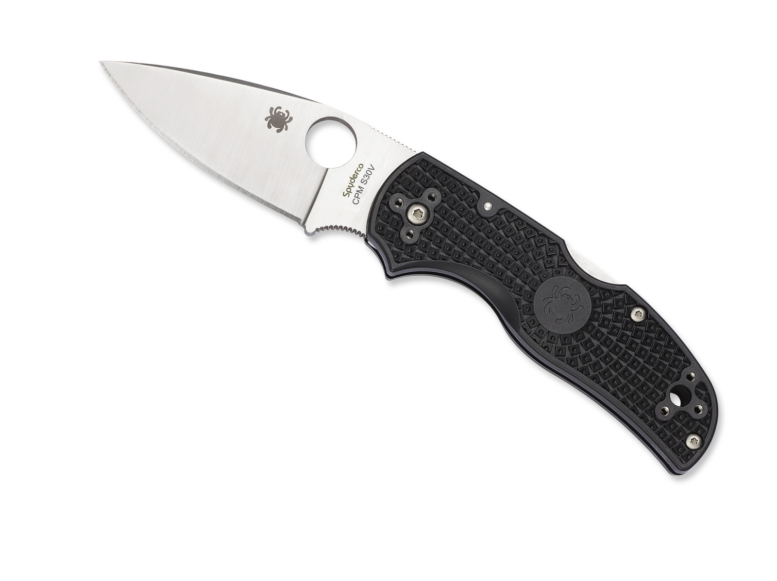 Spyderco Native 5 Lightweight Folding Knife 3″ S30V Satin Plain Blade, Black FRN