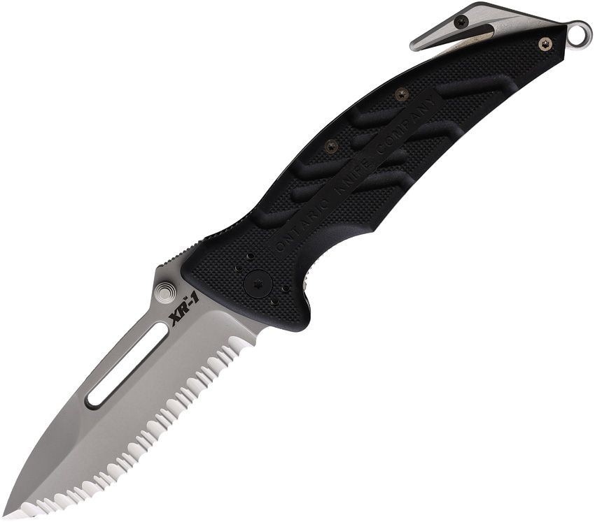 Ontario XR-1 Extreme Rescue Linerlock Folding Knife Black Zy-Ex Handle – 8764