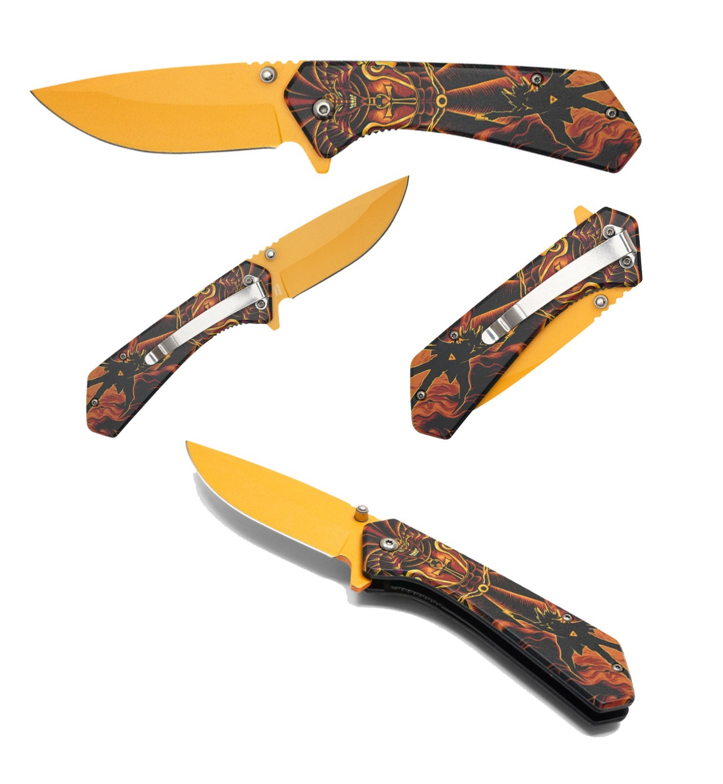 7.75″ Yu-Gi-Oh! Gold Exodia 3-D Printed Graphic Spring Assisted Pocket Knife w/c