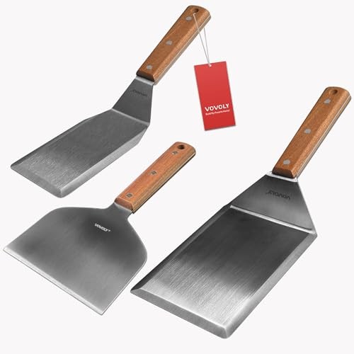 Stainless Steel Metal Spatula Set For Griddle, Grill Spatulas+Grill-Scraper