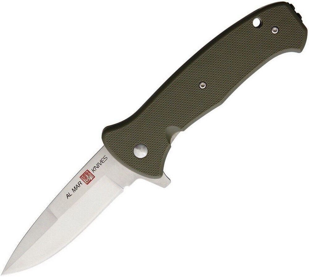 Al Mar Knives SERE 2020 3.6″ Blade Green Handle Folding Knife OD Green – AMK2210